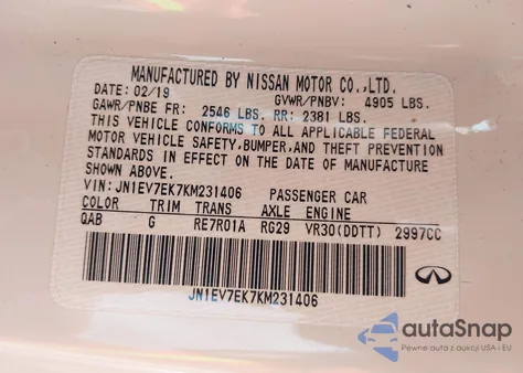 2019 Infiniti Q60 3.0T Luxe from USA, damaged, VIN JN1EV7EK7KM231406